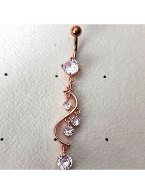 14 G SURGICAL STEEL   BELLY BUTTON Sim Diamond ROSE GOLD